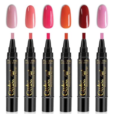 Nagellack Stift,6 Farben Nagellackstifte für Nägel,Nail Stifte Set Gel Pen,Polish Uv Ohne,3 In 1 Nagelkunst-Stifte