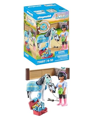 PLAYMOBIL Horses of Waterfall 71497 Pferde-Therapeutin, liebevolle Versorgung und Verpflegung der Pferde, mit Bandagen und leckeren Belohnungen, detailreiches Spielzeug für Kinder ab 4 Jahren