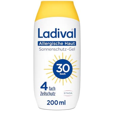 Ladival Sonnenschutz Gel LSF30 für allergische Haut - Sonnencreme bei Sonnenallergie und Mallorca-Akne, wasserfest, fettfrei, 4-fach Zellschutz, korallenfreundlich, leichte Gel-Formel, 200ml