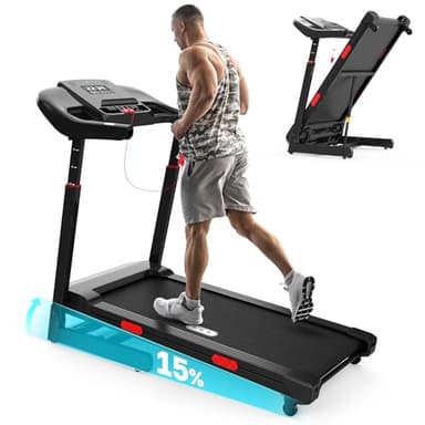 Redliro Laufband mit 15 % automatischer Steigung - 3.0 HP klappbares Laufband für Zuhause - 160 kg Tragkraft - höhenverstellbarer Handlauf - App-Steuerung & Bluetooth-Lautsprecher