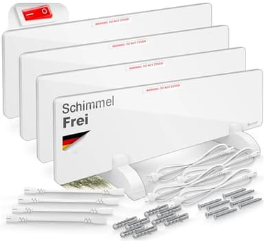 KESSER® Schimmel - Infrarotheizung – Schimmelentferner Wandheizer 50W Wand & Bad Wandheizung Schimmelfrei ohne Chemie Alternative zu Anti Schimmelspray und Farbe - energiesparend - Weiß, 4er Set