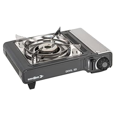 BRUNNER: Gas-Kochplatte Einflammig Outdoor - Mit Piezozündung 2,2 kW - Gasherd Mit Zündsicherung - DEVIL SD NG Für Ventilkartusche - Kompakt, Mobil & Im Koffer