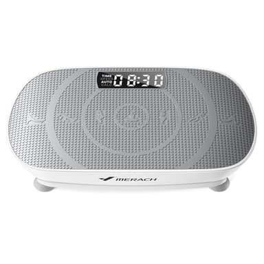 MERACH Vibrationsplatte, Leise und Kompakte Vibrationsplatte für Körperformung und Entspannung mit Komfortabler Silikonpad, LED-Display und Fernbedienung (Grau)