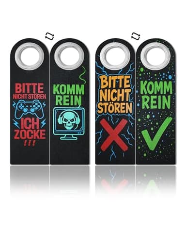 Bitte Nicht Stören Schild für Jungen 11 12 13 Jahre - 2er Set mit Metallverstärkung, Klettstoff - Coole Geschenkidee für Teenager, Jugendzimmer Deko & Gaming Zimmer Accessoire