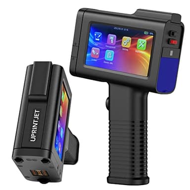 UPRINTJET BT-HH6105B2 Tragbarer Handdrucker mit Schnelles Trocknen Tintenpatrone Hand Tintenstrahldrucker, HD 4,3 Zoll Touchscreen Handheld Drucker für Logo/Datum/QR-Code/Barcode/Seriennummer