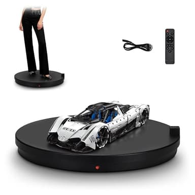 Drehteller Elektrisch 100kg Tragkraft mit Fernbedienung, 62cm Durchmesser 360-Grad-Drehteller für Die Fotografie, Schaufenster, Ausstellung (Schwarz)