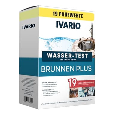 IVARIO Labor-Wassertest Brunnenwasser Plus, Labor-Analyse im Deutchen Fachlabor mit 19 Prüfwerten/kostenlose Expertenberatung/Kinderleichte Probenahme
