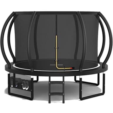 Devoko Trampolin Outdoor Ø 228/305/366/427 cm, GS-Zertifikat, Kindertrampolin Gartentrampolin mit Sicherheitsnetz, Rundes Riesentrampolin mit Leiter und Schuhbeutel