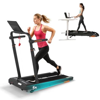 JUMMICO Laufband für Zuhause klappbar mit Steigung 5%, Walking Pad unter Schreibtisch, Roller, 1-12 km/h bis 100 kg, mit APP-Steuerung Fernbedienung, 39 cm Lauffläche