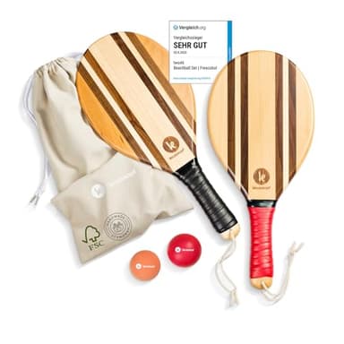 two46 Frescobol - Premium Beachball Set aus Holz | Handgefertigt & Langlebig | TESTSIEGER 2024 | inkl. Anfängerball & Tasche | Perfekte Geschenkidee | Der Trendsport aus Brasilien