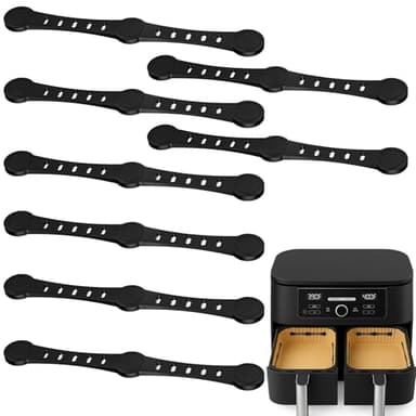 Vinuwu 8 Stück Magnete für Airfryer Backpapier Silikon - 12cm Lang, Befestigung für Heißluftfritteuse Zubehör, Einfache Anwendung, Passend für Single & Dual Basket Air Fryer