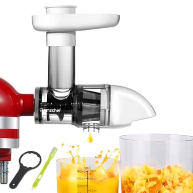 AMZCHEF Entsafter Zubehör für KitchenAid Artisan - Slow Juicer Zubehör set für kitchen aid küchenmaschine - Entsafter Aufsatz für Gemüse und Obst - weiß