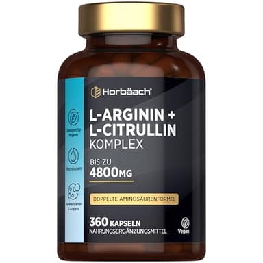L Arginin Citrullin Kapseln Hochdosiert 4800mg | 360 Capsules | Aminosäure Komplex | Arginine Citrulline | Horbaach