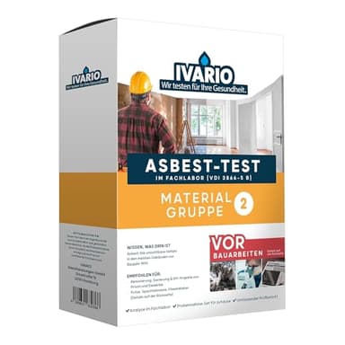 IVARIO Express Asbest-Test für Dachpappe, Fugenmasse, Farbe, Ausgleichsmasse, Fliesenkleber, Gussasphalt, Kieselgur, Mörtel, Putz uvm.