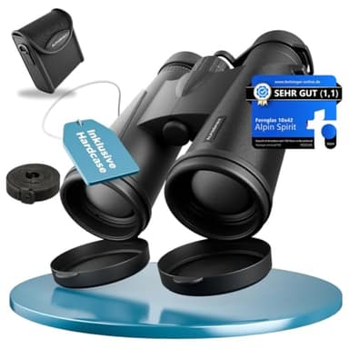 AlpinSpirit© Fernglas 10x42 inkl. Tasche & Zubehör (Testsieger) – mit Nitrogenfüllung - kompaktes & leichtes Fernglas - Feldstecher,wasserabweisend,FMC+BAK4, Binocular für Kinder & Erwachsene