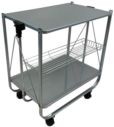 abc HOME | Servierwagen Klappbar Grau 70cm Hoch – Mobiler Küchenwagen mit Rollen – Platzsparende Dinette faltbar – Beistellwagen mit 3 Etagen