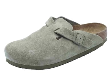 Birkenstock 1025844 Boston BS Faded Khaki Damen-Clogs in Taupe mit Schnalle, Khaki, 37 EU
