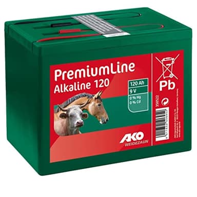 AKO Alkaline Trockenbatterie 9 Volt, 120 Ah, Weidezaunbatterie, 165 x 110 x 110 mm, kadmiumfrei, quecksilberfrei, 350522