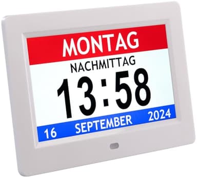 infactory Demenzuhr: Digital-Uhr mit 7"-Display, Wecker, Medizin-Erinnerung, Mediaplayer (Seniorenuhr, Digitalkalender, LCD)