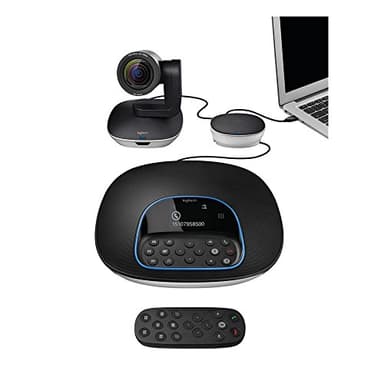 Logitech Business Business GROUP Videokonferenz-System, Bestehend aus Webcam, Freisprecheinrichtung & Fernbedienung, HD 1080p, 10-fach Zoom, Rauschunterdrückung, USB-Anschluss & Bluetooth, für größere Meetingräume