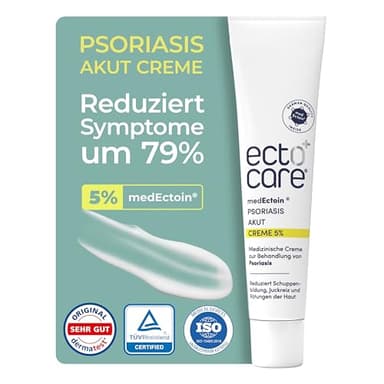 ectocare® Psoriasis Creme Akut mit 5% Ectoin 30ml | Schuppenflechte Salbe ohne Kortison | Medizinprodukt Reduziert Schuppenbildung, Juckreiz & Rötungen | Lindert trockene, rissige & schmerzende Haut