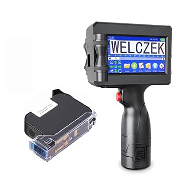 WELCZEK TIJ127 Tragbarer Handdrucker, Tragbarer Hand Tintenstrahldrucker mit Schnell Trockener Tintenpatrone, Handheld Drucker für Etiketten/Datum/Zeit/Barcode/QR-Code/Logo usw