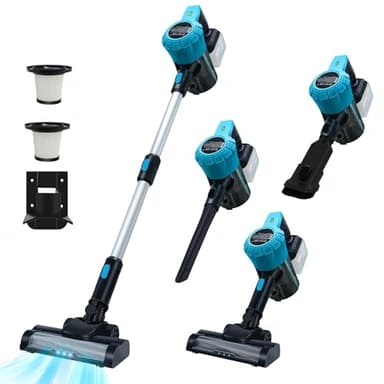 Akku Staubsauger für Makita Akku 18V, 132W 2-Stufige Starke 16000Pa Kabellos Handstaubsauger Akku mit Groß 800mL Staubbehälter für Auto, Haus (Blau Ohne Batterie)