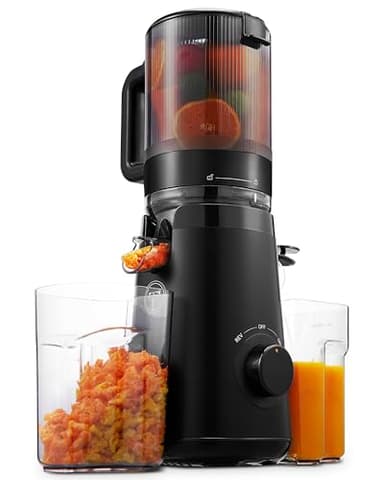 TUUMIIST Entsafter‚ Slow Juicer mit 135MM Extra Großem Einfüllschacht, Entsafter Gemüse und Obst Testsieger anwendbar Ganzes Obst und Gemüse, Leicht zu Reinigen, Saftpresse, BPA-Frei, Schwarz