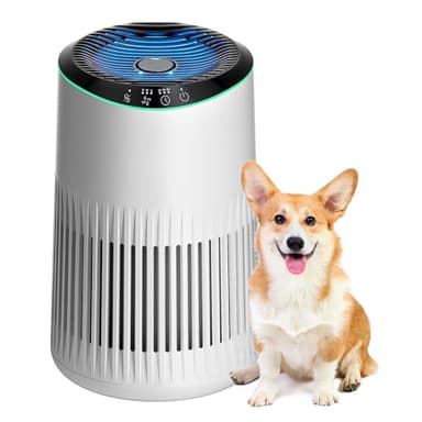 MERONTE Luftreiniger für Schlafzimmer, Zuhause, allergischer Luftreiniger für Schlafzimmer, HEPA-Filter, entfernt 99,97% Staub, Pollen & Gerüche, bis 20㎡, Luftreiniger,Hellweiß, 1 Pack+3 Modi