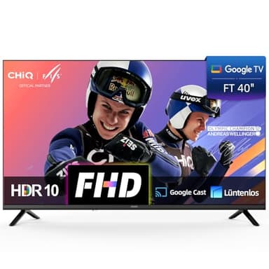 CHIQ 40 Zoll (100 cm) Google TV, Full HD, Smart Fernseher, HDR10&HLG, Dolby Audio & DBX-tv, mit WLAN, Multi-Screen, Triple Tuner DVB-C/T2/S2, Prime Video, Netflix, YouTube, L40FT