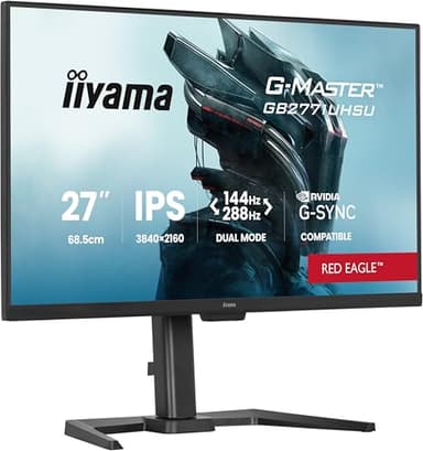 iiyama G-Master Red Eagle GB2771UHSU-B1 68,6cm 27" IPS LED Gaming Monitor Dual Mode 4K UHD 144 Hz oder FHD 288 Hz 0.8ms HDMI DP USB3.2 USB-C G-SYNC HDR400 Höhenverstellung Pivot schwarz
