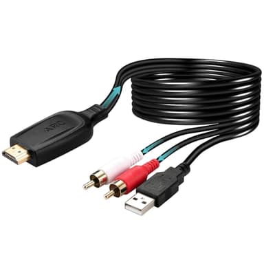 UNSTINCER HDMI ARC zu Cinch Wandler Kabel 110cm/43in, 192kHz 24Bit Audio Extractor Konverter mit USB Powered, Unterstützt CEC PCM 2.0 - RCA L/R Adapter für TV mit ARC-Anschluss zu Lautsprecher