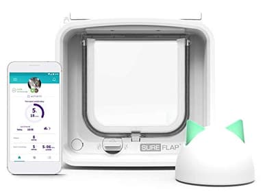 SureFlap Sure Petcare Mikrochip-Katzenklappe Connect mit Sure Petcare Hub, DualScan-Technologie, kompatibel mit RFID-Halsband und Mikrochip, batteriebetrieben, Steuerung über Smartphone-App