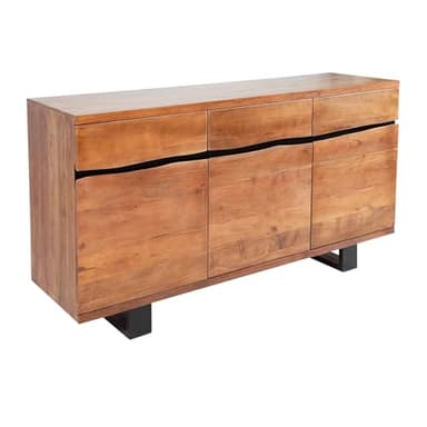 invicta INTERIOR Massives Sideboard Mammut 160cm Akazie Kufenbeine aus Metall Baumkante Kommode Massivholz Anrichte Akazienholz