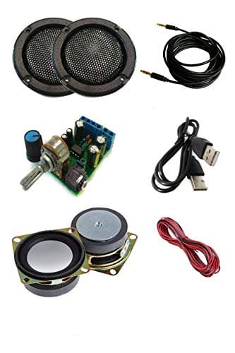 TALENTEC Audio DIY Kit: 2.0 Verstärker, 2X 5W 4Ω 2"Lautsprecher, 2X 2 Schwarze Gitter, verkabelt. DIY Sound Kit