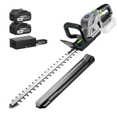 NovorikX Akku Heckenschere 20V mit 2X 2,6Ah Akku & Ladegerät, 51 cm Laser-Klinge, 3000 SPM starker Bürstenmotor, elektrische Heckenschere für Garten, Strauchschere & Rasenschere – Aluminiumgehäuse