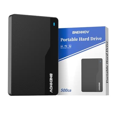 BNEHHOV Externe Festplatte, 500GB Tragbare 2.5 Zoll USB 3.0 Backups HDD, Ultradünn Plug-and-Play SATA Festplattenspeicher für Windows, Mac, PC, Laptop, PS4, Xbox, Wii U, Chromebook