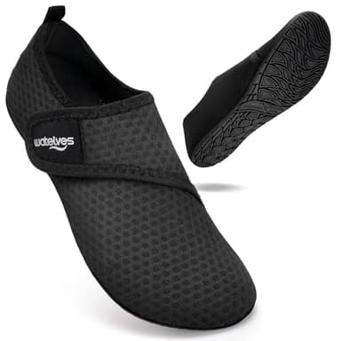 WateLves Badeschuhe Wasserschuhe Herren Damen Schwimmschuhe Strandschuhe Aquaschuhe Schnell Trocknend Breathable Surfschuhe Beach Pool Unisex（Schneeflocke schwarz 38/39）