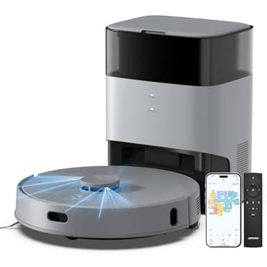 AIRROBO Saugroboter mit Wischfunktion und Absaugstation, T25+ Staubsauger Roboter 5500pa, Saug und Wischroboter LiDAR Navigation, APP-Steuerung, Starke Saugkraft für TeppichTierhaare