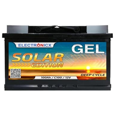 Electronicx Gel Solar Edition 100Ah 12V Versorgungsbatterie –100 Ah Gel-Batterie Deep Cycle – wartungsfrei, versiegelt, für Innenräume – kein Säureaustritt – Korrosionsschutz 100% Gel-Technologie
