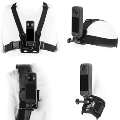 BRDRC Zubehör-Set für Insta 360 X5 X4, Brusthalterung, Kopfgurt, Rucksack-Clip-Halter, Handgelenkschlaufe, 360° drehbarer Adapter + Schnellspanner für Insta360 One X5 X4 X3 X2 X Kamera-Zubehörpaket