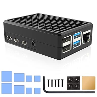 Miuzei Gehäuse für Raspberry Pi 4 mit Gehäuse 4B Aluminium Passiv Kühlung Case Metall mit Wärmeleitenden Aufkleber Heatsink Cooler Kompatibel mit RPi4 Model B 8GB/4GB/2GB