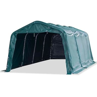 vidaXL Weidezelt Weideunterstand Offenstall Weidehütte Pferde Schafe Kühe Unterstand Stall Shelter Stahl PVC 550g/m² 3,3x6,4m Dunkelgrün