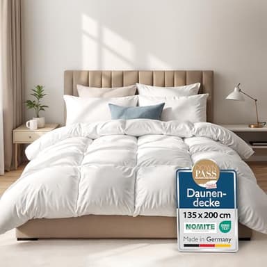 Beautissu Daunendecke 135x200 Winter Made in Germany – Ganzjahresbettdecke 90% Daunen & 650 g Füllung – Oeko-Tex, Downpass & Nomite 100% Baumwollbezug – 4 Jahreszeiten Federbettdecke 135x200 Waschbar