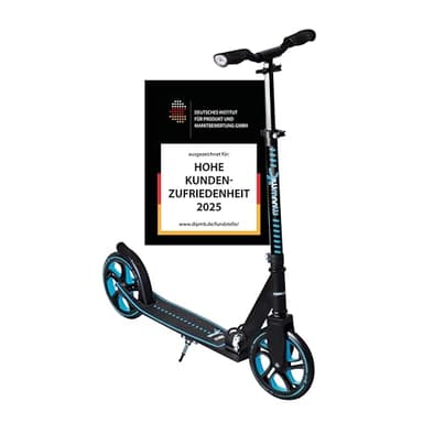 muuwmi Aluminium Scooter Pro – Tretroller, 215 mm, ABEC 7, für Kinder und Erwachsene, GS-geprüft, höhenverstellbar, blau