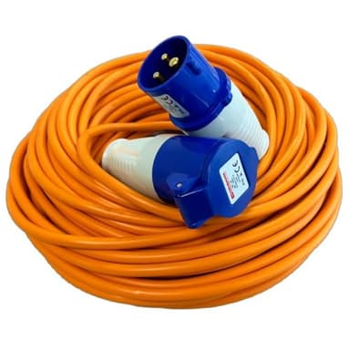 Crusader Verlängerungskabel 25 m, strapazierfähig, 240 V, 16 A, für Camping, Wohnwagen, hohe Sichtbarkeit, orangefarbenes Netzteil, perfekt für Wohnmobil