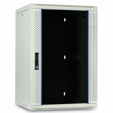 DSIT 27HE Netzwerkschrank (Serverschrank) 19 Zoll Wandmontage mit Glastür (BxTxH) 600 x 600 x 1300mm weiß - Traglast 60 kg