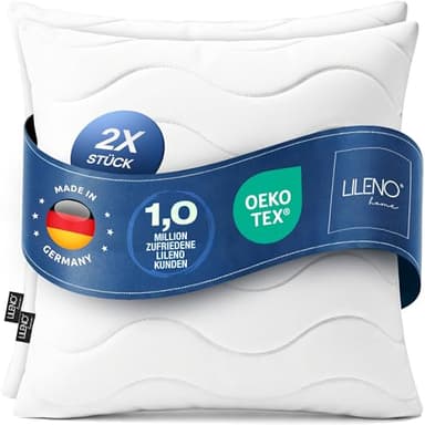 LILENO HOME Allergiker Kopfkissen 80x80 (2er Set) – 95°C waschbar, Oeko-Tex & Made in DE – Kissen 80x80 anpassbar für himmlischen Schlaf – Haut schmeichelndes & geruchsfreies Pillow