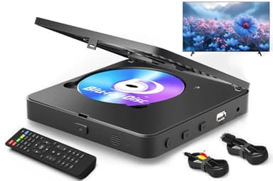 Blu Ray Player 1080P Blu Ray Disc Player für Heimkino spielt alle DVDs und Region B 2 Blu Rays ab unterstützt USB Stick 128GB mit HDMI und AV Ausgang inklusive PAL NTSC Konverter und Anschlusskabel