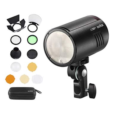 Godox AD100Pro Taschenstudio Porträt Blitzlicht Fotografie 5800K 1 / 8000s Synchronisieren Sie TTL/Multi/M-Blitz mit wiederaufladbarem 2600-mAh-Akku mit Godox AK-R1 Taschenblitz-Zubehör-Kit
